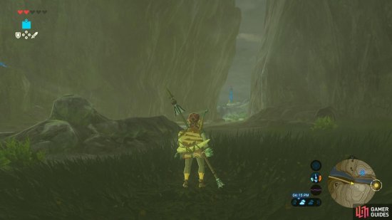 To the left within this valley is a Shrine. Be careful about swimming in the river as there are Octoroks and Lizalfos.