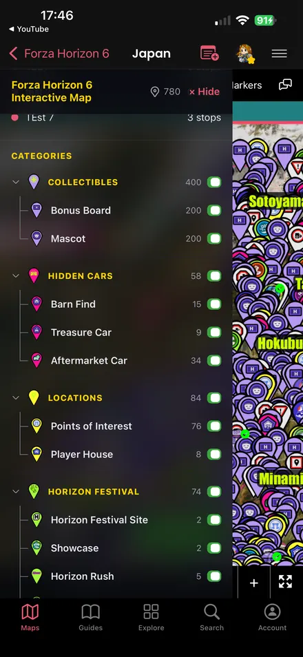 Show Only What You Need: Filter map categories to focus on specific collectibles and locations.