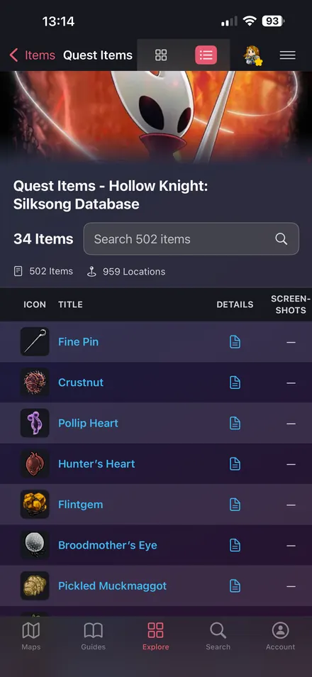 Find Any Item Fast: Search complete game databases organized into useful categories.