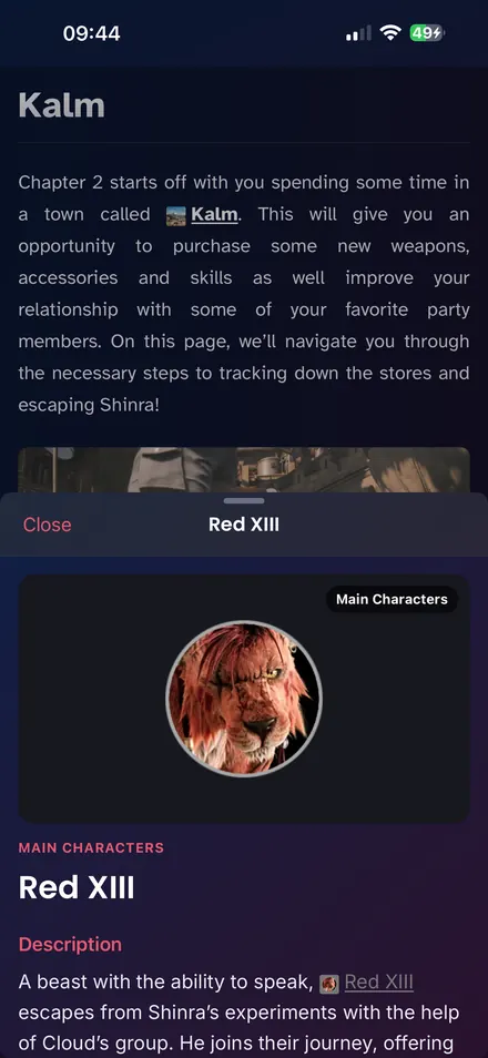 Explore Without Leaving the Guide: Open linked characters, items and database entries as you read.