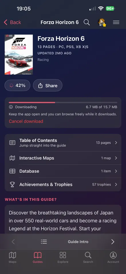 Download Guides for Offline Use: Keep browsing while your guide downloads in the background.