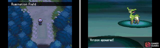 Virizion only appears after youve captured Cobalion. It can be found inside Pinwheel Forest.