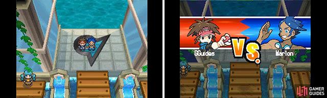 Gym Leader Marlon uses powerful Water-variant Pokémon.