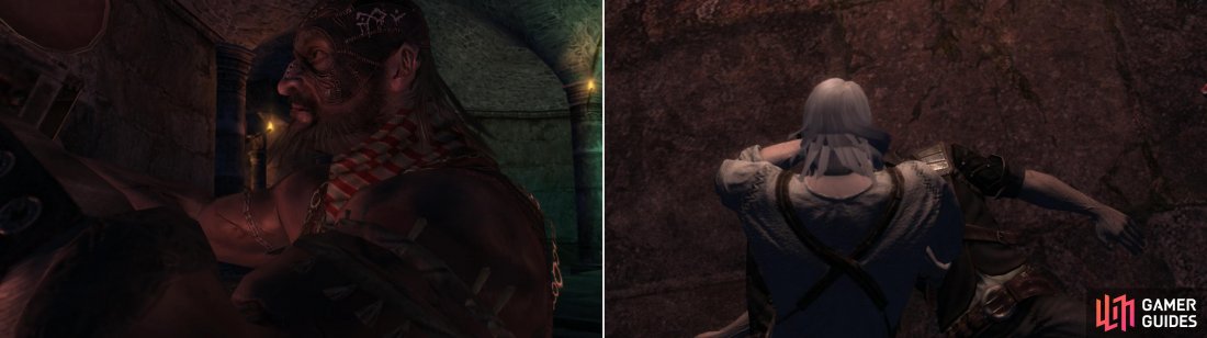 The mysterious mage leading the assault finds what hes looking for (left), and Leo, not quite a Witcher yet, can not parry bolts in flight (right).