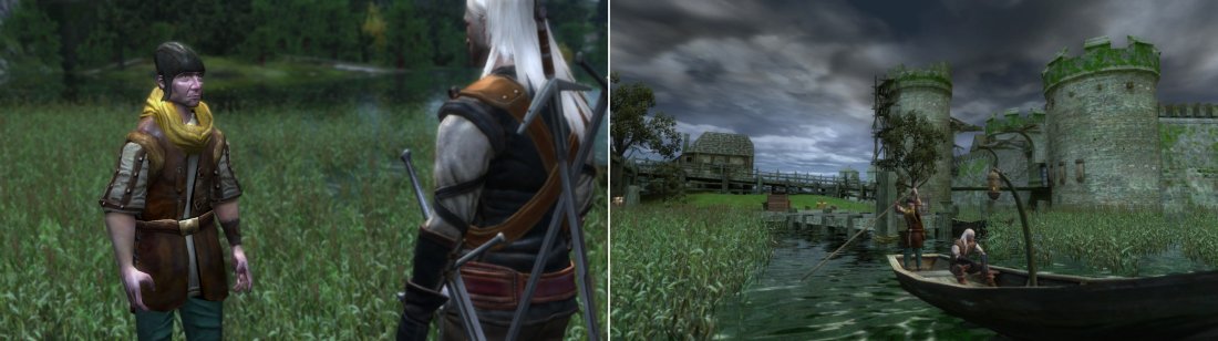 When youre ready, pay the Ferryman his Orens (left), and travel to the Swamp Forest (right).