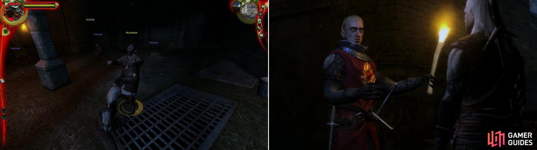 Defeat the Muscleman in fisticuffs to win the right to hunt the Cockatrice (left). In the sewers youll meet Siegfried, a valorous knight with noble ambitions… if a bit naïve (right).