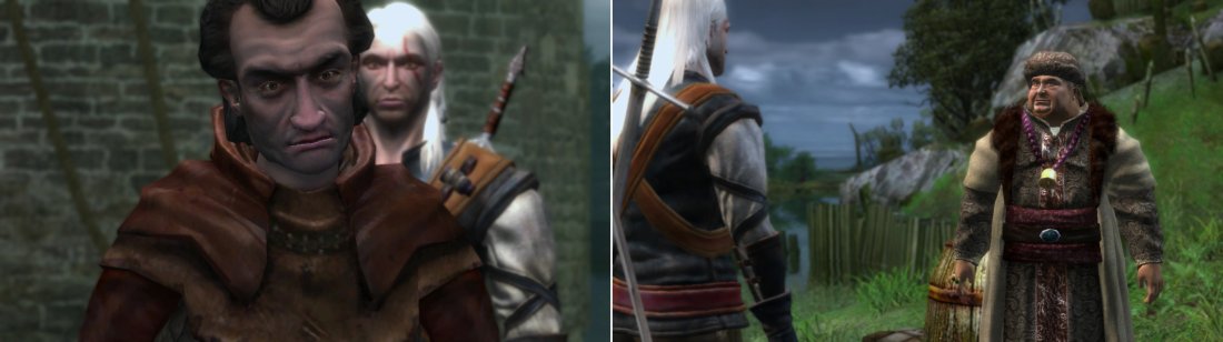 Head to the Dike to find Coleman singing to the guard (left). You’ll also find your old merchant buddy Leuvaarden, who is willing to pay for Salamander Badges (right).