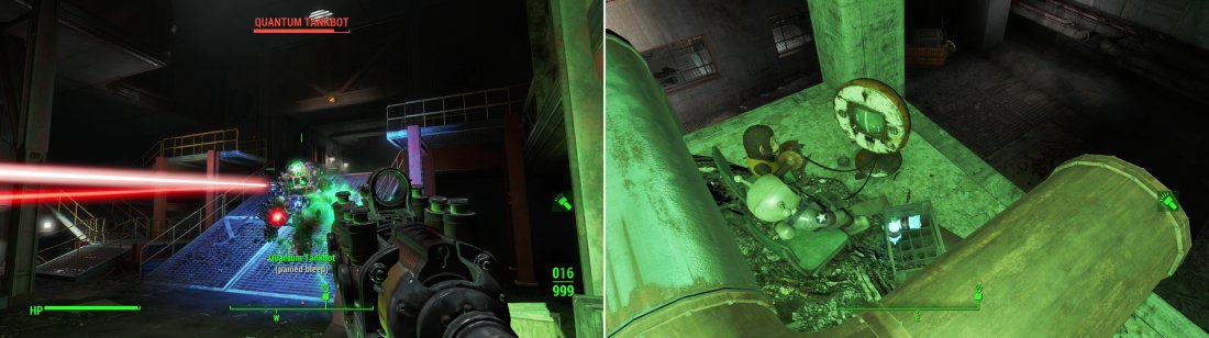 Expect the Mechanist to pull out all stops defending their lair, even by deploying Tankbots (left)! Fortunately, gaming culture is alive and well in post-apocalyptia (right).