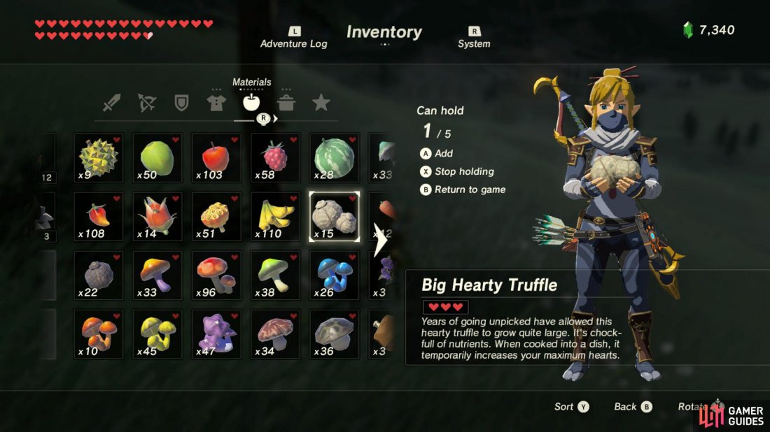 Big Hearty Truffle Mushrooms Materials The Legend of Zelda