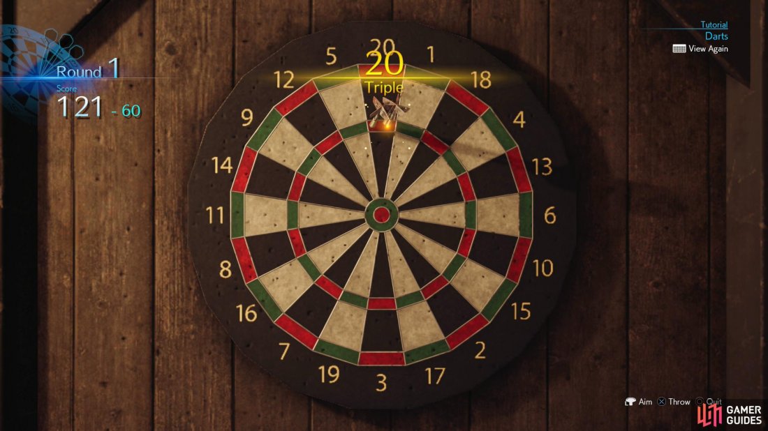 Your goal is to knock away as many points as possible with as few throws as possible - landing four darts in the 20x3 zone is a component for victory.