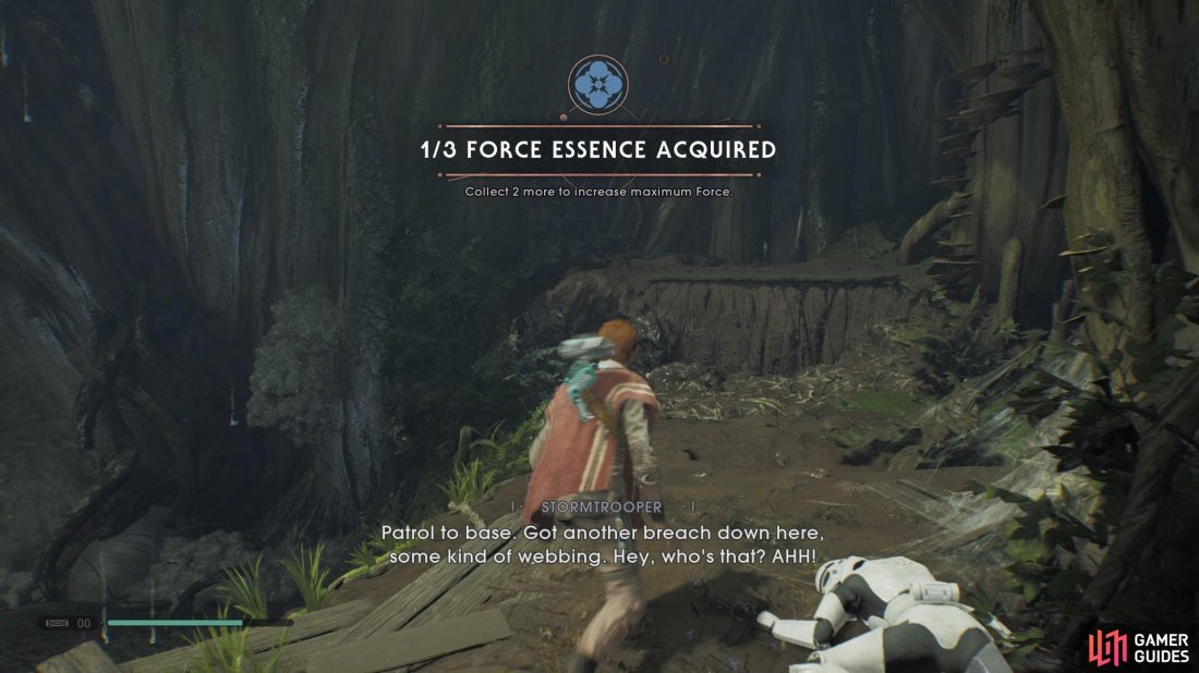 Collect the Force Essence from the back of the room after defeating Albino Wyyyschokk.