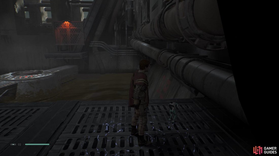 Once youve entered the Imperial Refinery and dealt with the Stormtroopers youll be able to drop down to the right to find a Meditation Point.