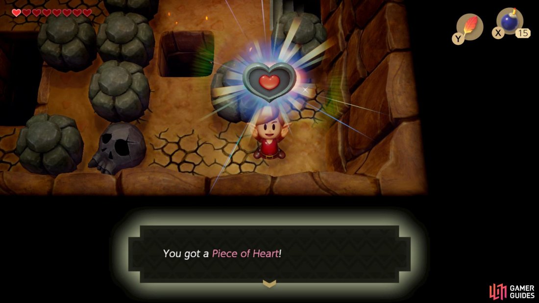 Move all the stones in the room to reach the Piece of Heart bottom right corner.