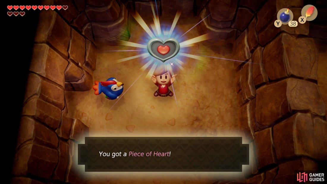 Head down into the cave and right to find a Piece of Heart.