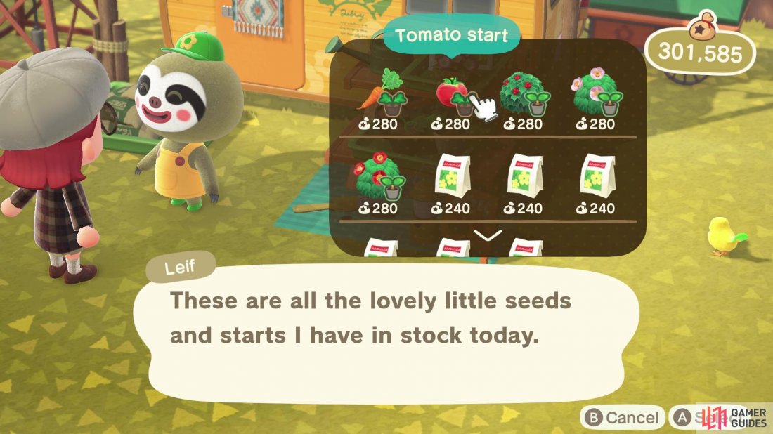You can buy crops from Leif, either 1 or 5 at a time. 