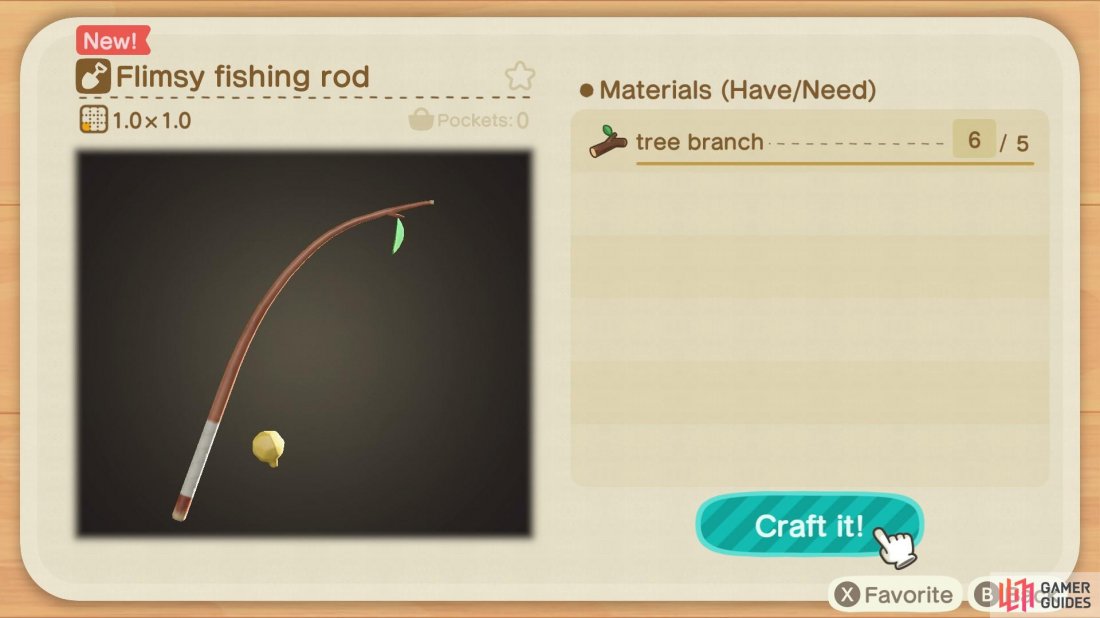 The Flimsy Fishing Rod only requires five tree branches.