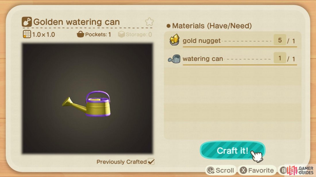 Isabelle will give you the watering can recipe!