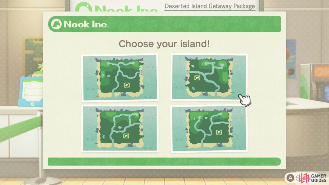 You will likely have entirely different options from this image, but they serve as an example of the island variations available.