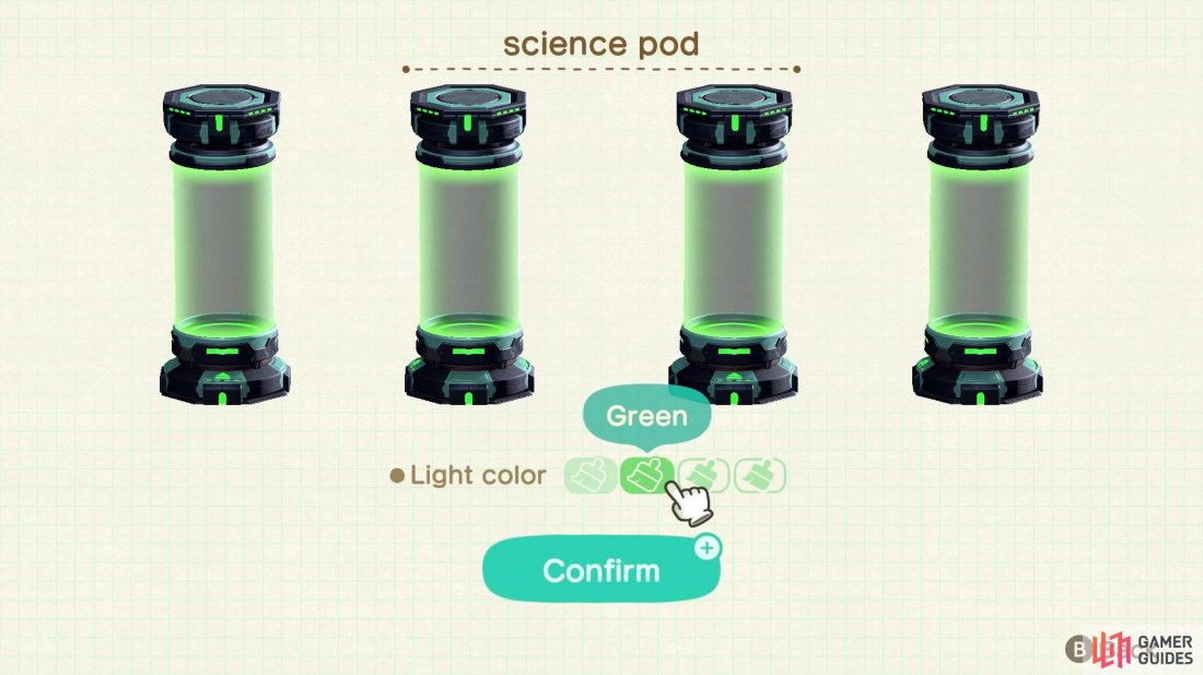 The Science Pod can be changed to hold different colored liquids.
