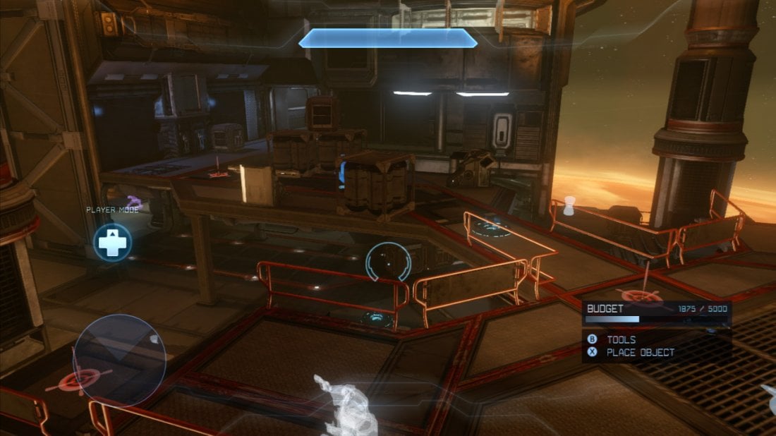 Adrift is a symmetrical map featuring an open base at either end of the map with a central region housing a large, non-usable bipedal mech. Like Abandon, it does not include any vehicles and its long narrow corridors and constrictive indoor zones make it suited to all types of combat from close-mid-long range…  The blue team spawn base on this map features a construction type region with a couple of cranes [Construction base] whilst the red spawn point base has a refinery feel to it with a few chimneys throwing up flames [Refinery Base]. Each base consists of an open area with two doors on the ground level leading to hallways around the outside of the map and a catwalk above leading directly to a balcony overlooking the Central area [Mech Room].  Whilst following the walkways from the bases around the outside of the region you will find a small, open platform on either side of the map [Intermediary Platforms]. From these platforms, you will find blue jump pads that will launch you to the [Construction/Refinery Bases].  The [Mech room] has a pair of balconies at the top leading from either base as well as a raised central platform dominated by the mech and housing one of the map'/s power weapons. These overlook a middle level featuring four quick exits to the two bases and intermediary platforms and a ground level which has a pair of gravity lifts that will place you into the upper hallways running along the edge of the map and stairs leading to the mid-level mech room platforms.  There are two hallways and two tunnels around the outside of the map that can be differentiated by the colors on the walls. The hallways are long, straight passages and feature blue monitors [Blue Hallway] or orange magma tubes [Red hallway]. These lead from the bases to the intermediary platforms and contain doors leading to the 2nd level platforms in the Mech room. Additionally, the tunnels also lead from the bases to the intermediary platforms but are different from the hallways in that they are slightly shorter and allow access to the ground level of the mech room. One of these features orange magma tubes [Red tunnel] and the other does not [Blue Tunnel].  The tactically important areas are: [Mech Room], [top Centre][Refinery Base], [Construction Base], [Intermediary Platforms], [Red Tunnel], [Blue Tunnel], [Red Hallway] and [Blue Hallway].