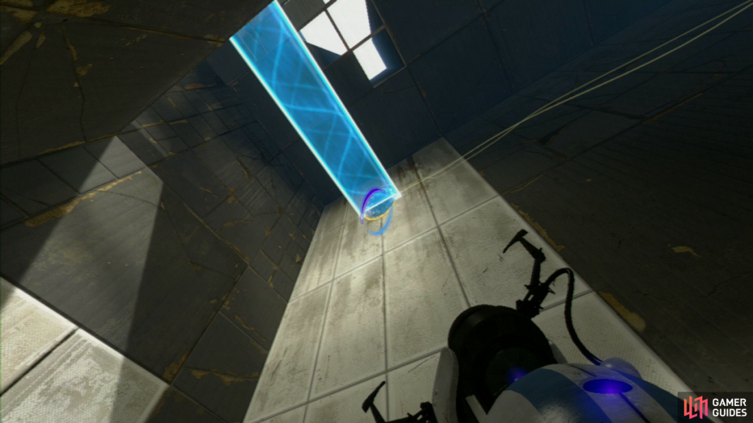 Player 2: The final part is reasonable easy, place a portal at the end of the new light bridge, look up to your right and get an exit portal up here, step through and follow it all the way to the exit along with player 1.