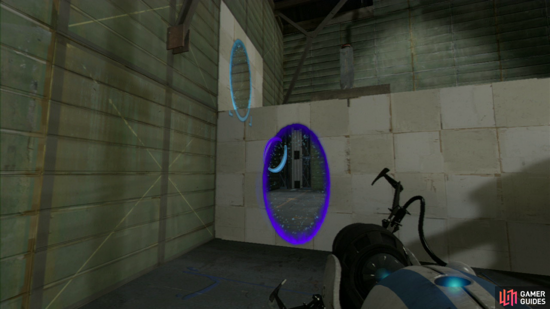 Player 1: As soon as the chamber starts, hang a left and place a portal on the side of the ledge and then on the single wall panel located just above on the left-hand wall. Once youre up beside the red button, push it to drop some repulsion gel onto the floor near the lift.