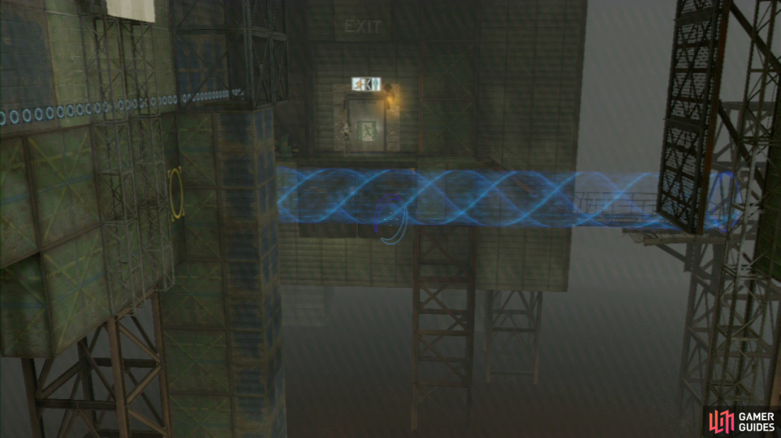 Player 1: It’s now your turn to jump off of the ledge and across the platforms below. Once you land in the excursion funnel, jump out onto the walkway and then join player 2 by the exit.