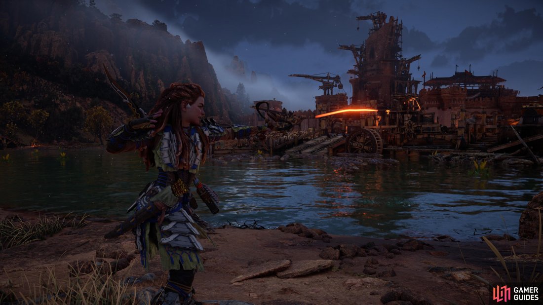 Aloy tests out her new Explosive Blastsling..