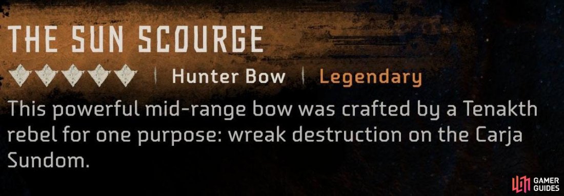 Its one of two Legendary Hunter Bows in the game.