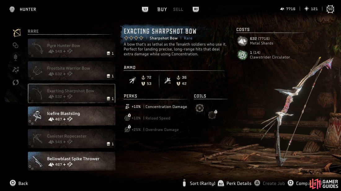 You can buy the Exacting Sharpshot Bow from the Hunter in The Bulwark.