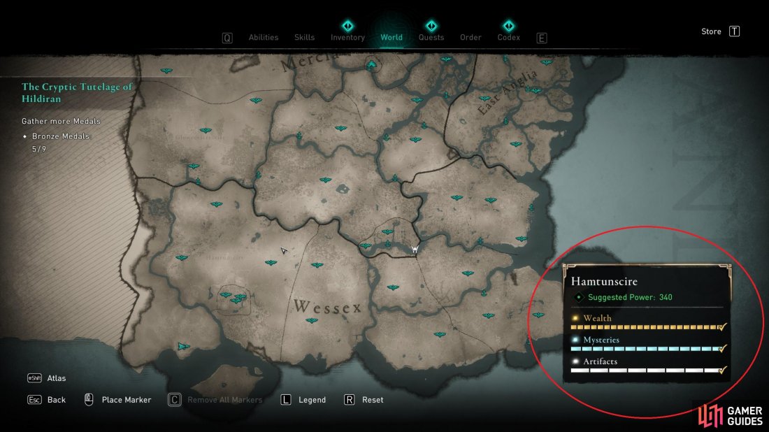 You can track the progress of collectables in each region from the tracker in the bottom right when you view the map.