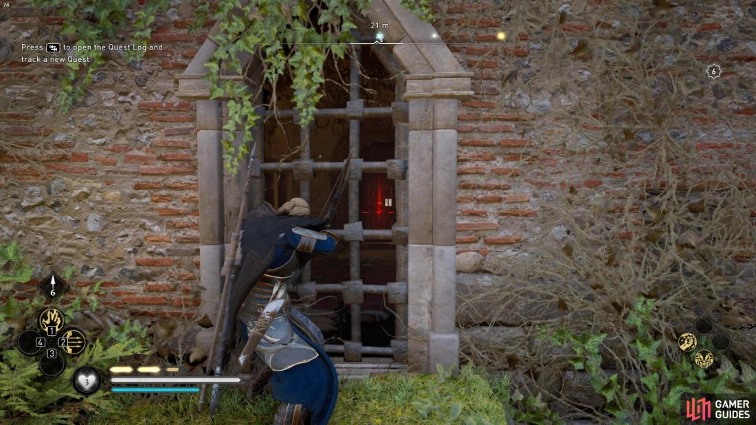 To unlock the door, youll need to shoot the lock through the window on the other side of the church.