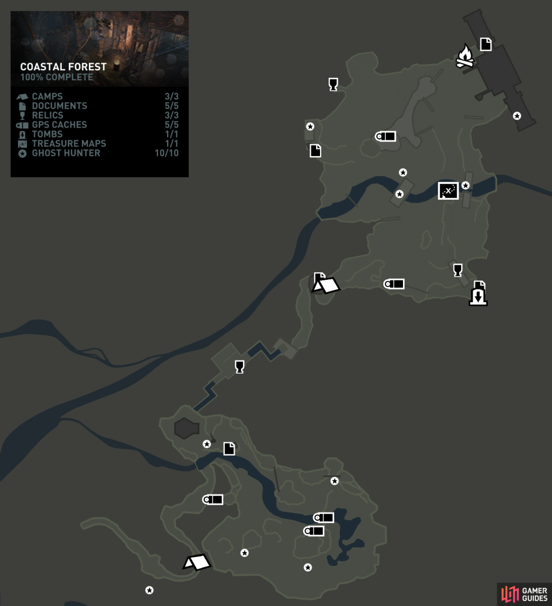 Tomb Raider Coastal Forest Treasure Map Coastal Forest - Collectible Checklist - Appendix | Tomb Raider: Definitive  Edition (2013) | Gamer Guides®