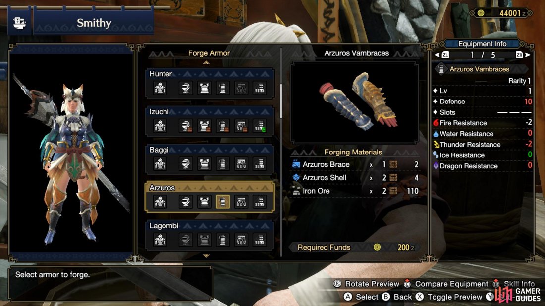The Arzuros Armor can be crafted via the Blacksmith in Kumara Village.