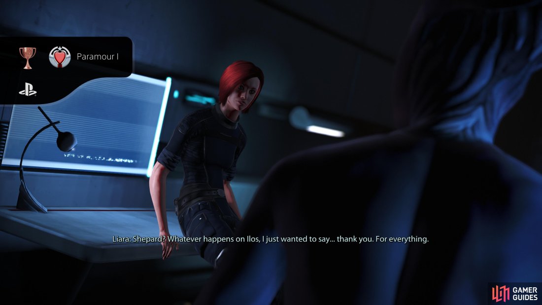 Flirt with the squadmate you want to end up romantically involved with after every core mission and you'll earn this achievement when you travel to Ilos.