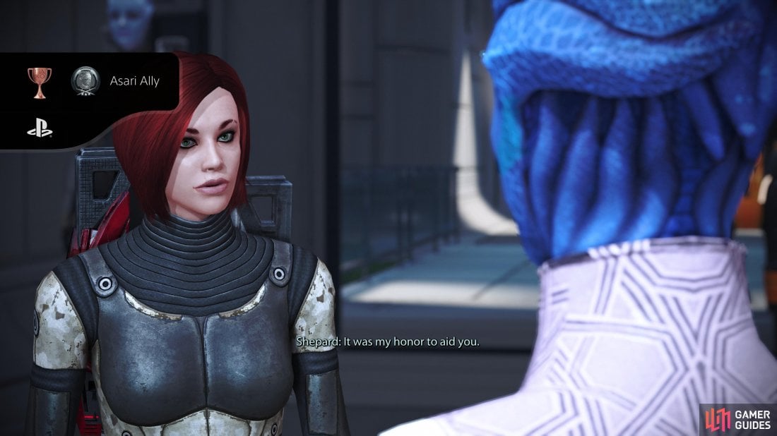 Complete 5 missions and/or assignments with Liara in your active party to unlock this achievement.