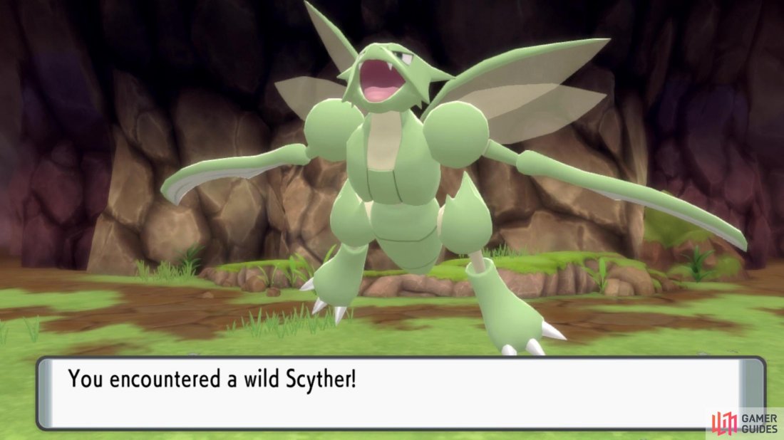 Scyther is a rare encounter in Still-Water Cavern.