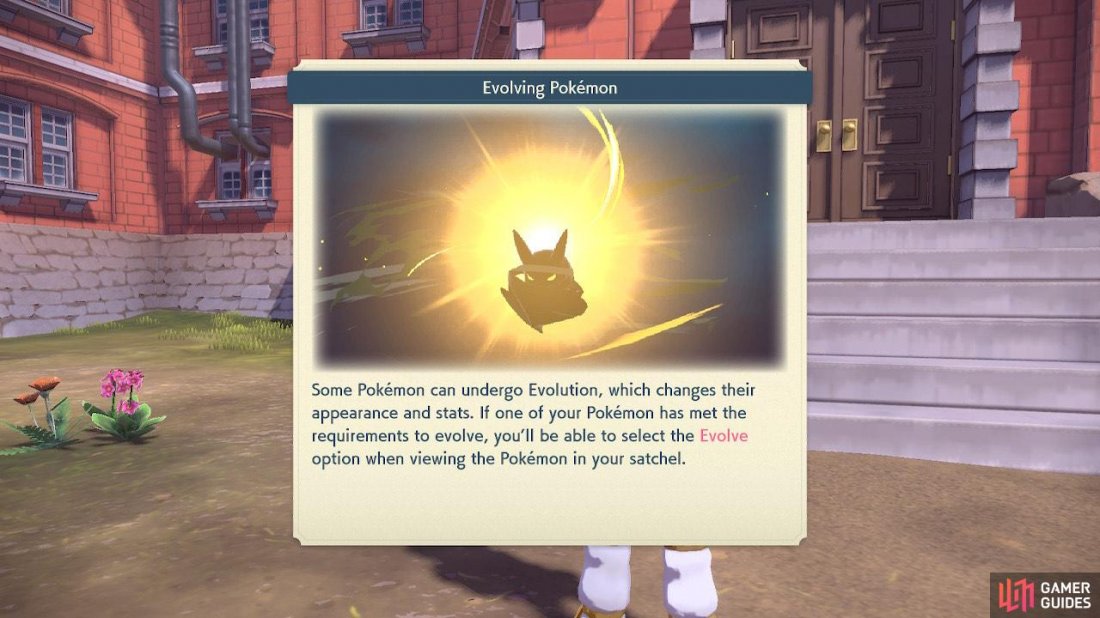 The game provides tips on evolution throughout the tutorial process.