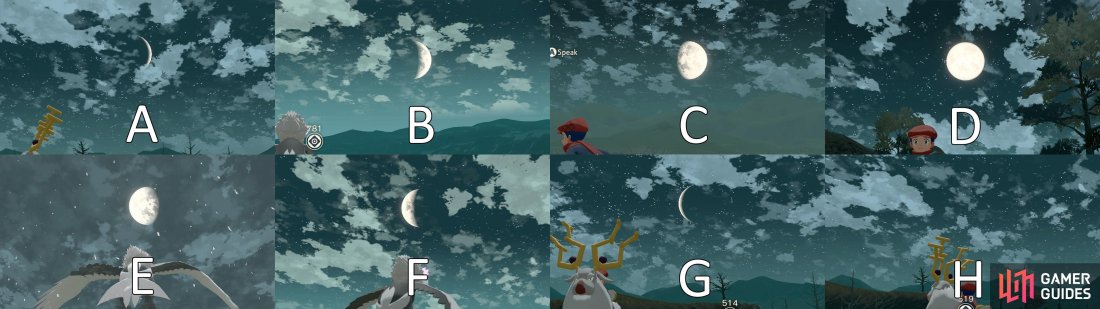 The moon cycle in Pokémon Legends: Arceus.