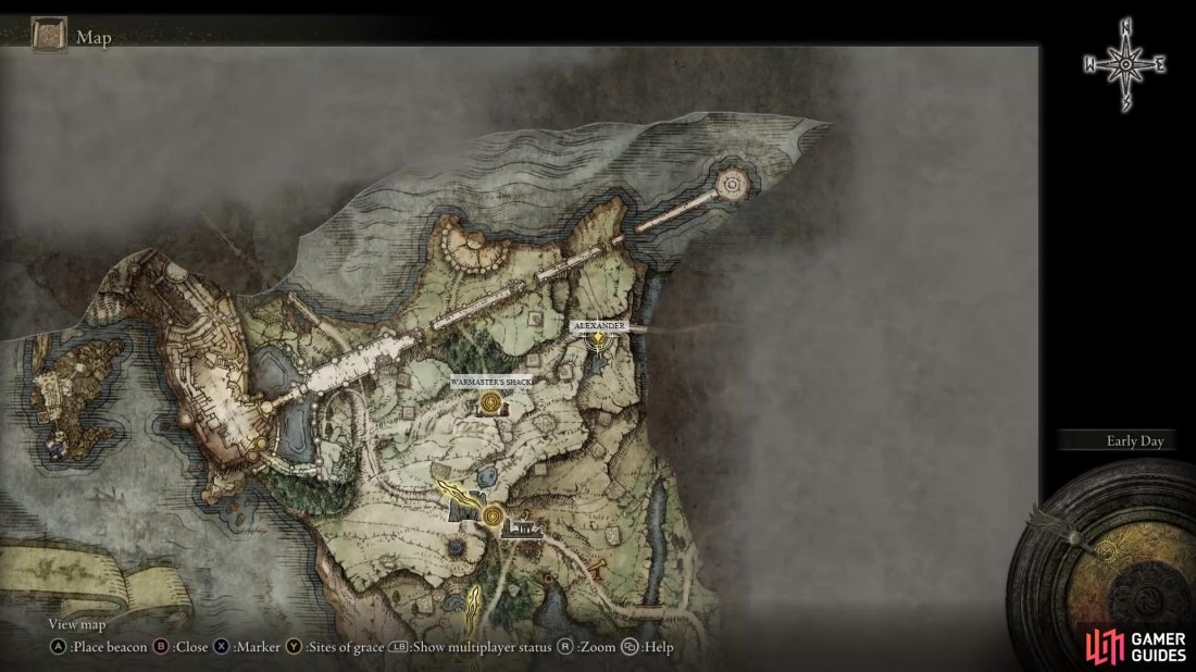 Alexander the Iron Fist can be initially found east of Warmasters Shack.