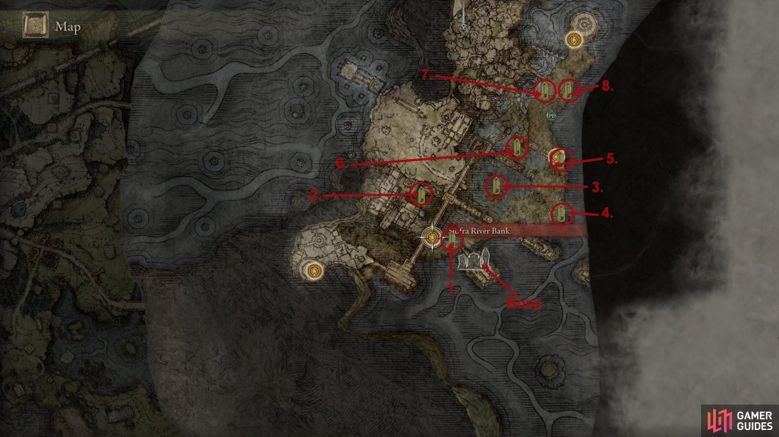 All Hallowhorn Brazier locations in Siofra River.