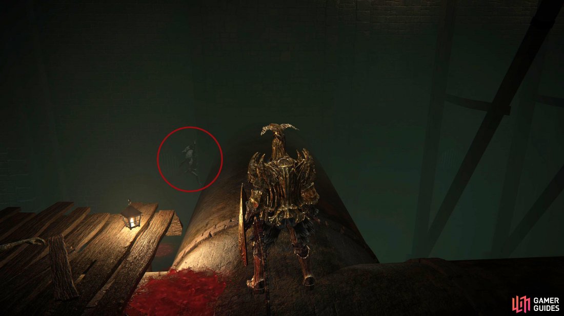 Turn your camera to the right when you get reach the first wooden platform to spot a sneaky imp hanging on the wall.