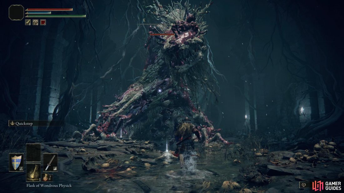 An Ulcerated Tree Spirit awaits at the bottom of the castle.
