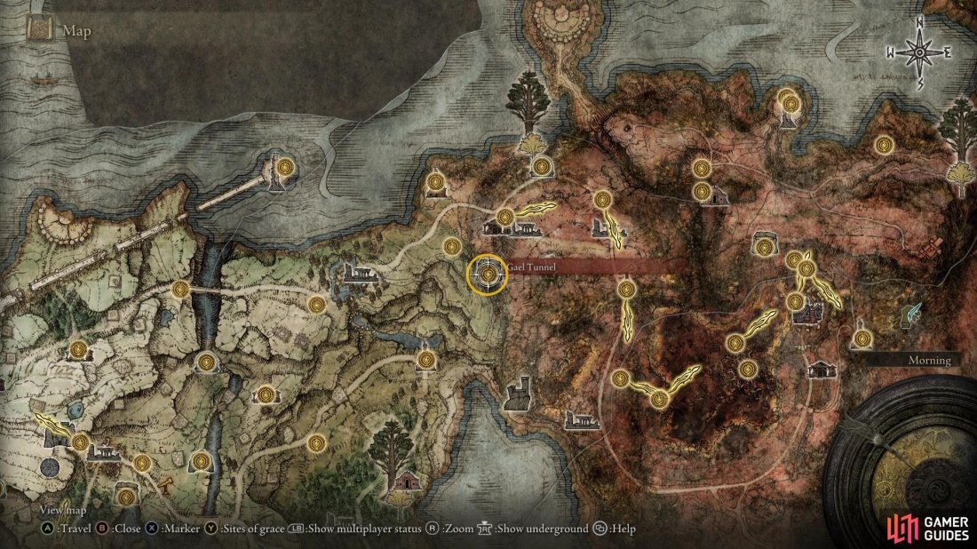 Find the main entrance into Gael Tunnel by approaching from the west border of Caelid Wilds.
