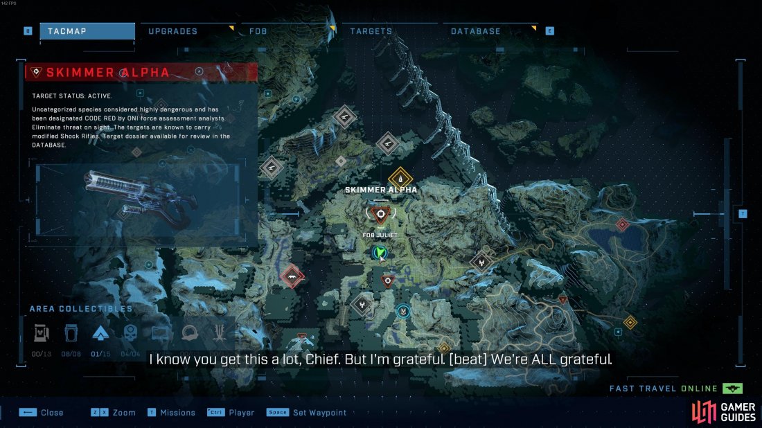 The location of Skimmer Patrol, in the southern part of the map.