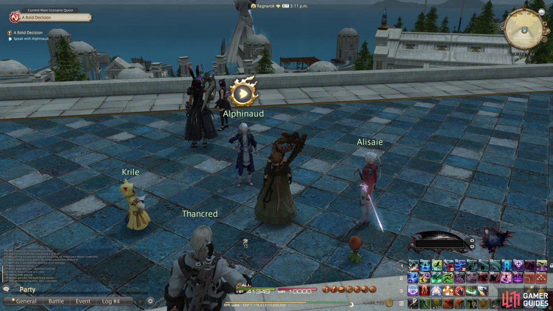 Alphinaud is just outside.