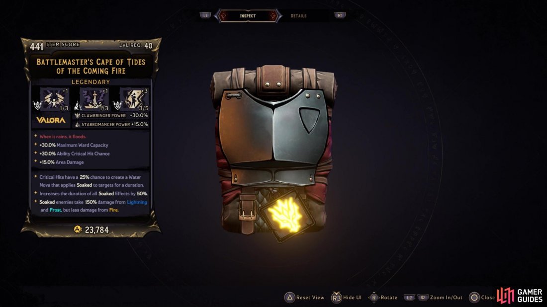 The Cape of Tides legendary armor