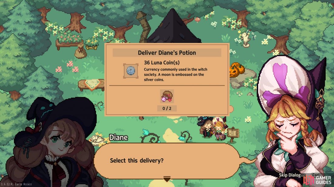 You can accept side quests to deliver potions to Diane.