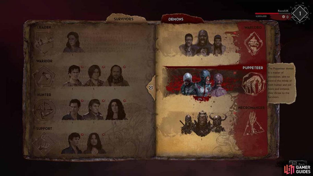 There are three classes of demon to choose from in Evil Dead.