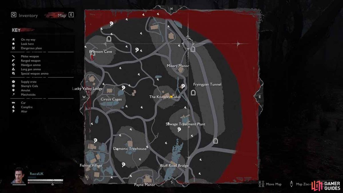 The mission map highlights where you need to get to.